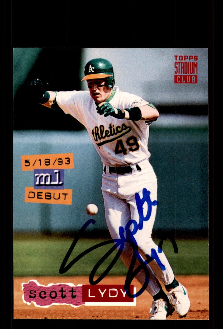 Signed Baseball Card Auto Scott Lydy 1994 Stadium Club #391 Oakland Athletics