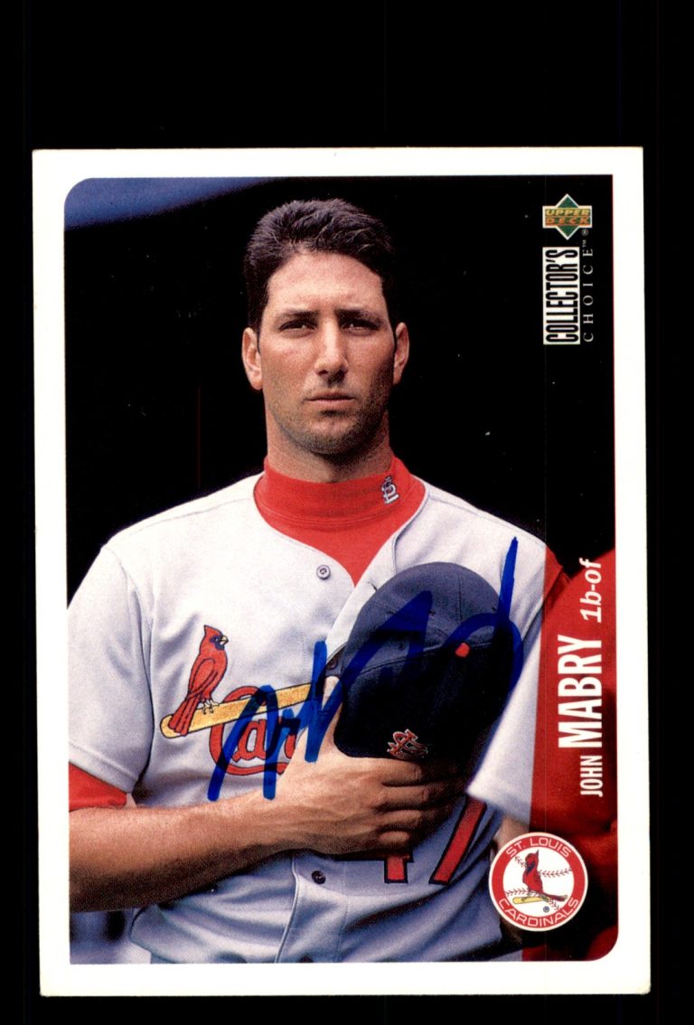 Signed Baseball Card Auto John Mabry 1996 Collector's Choice #693 Cardinals