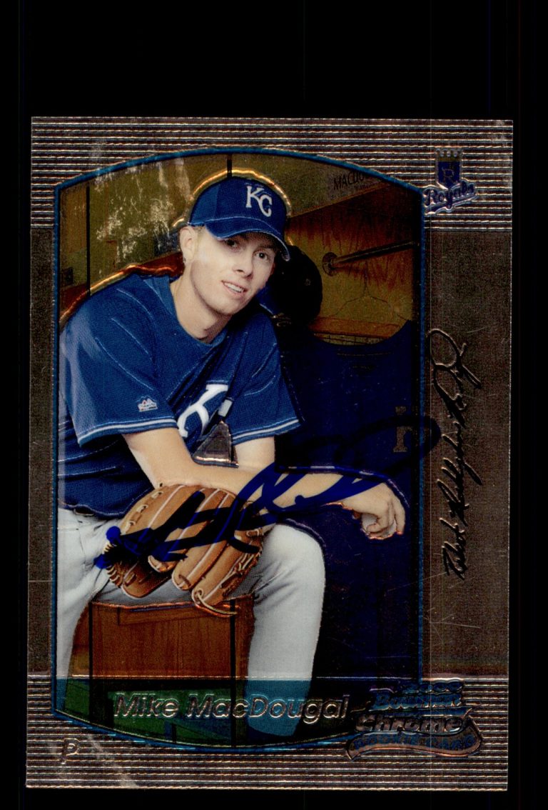 Signed Baseball Card Auto Mike MacDougal 2000 Bowman Chrome #417 Royals