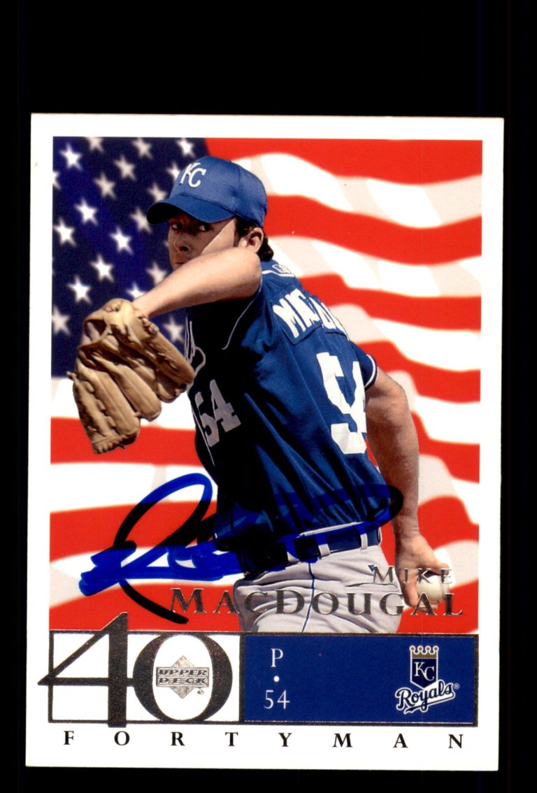Signed Baseball Card Auto Mike MacDougal 2003 Upper Deck 40-Man #243 USA Flag