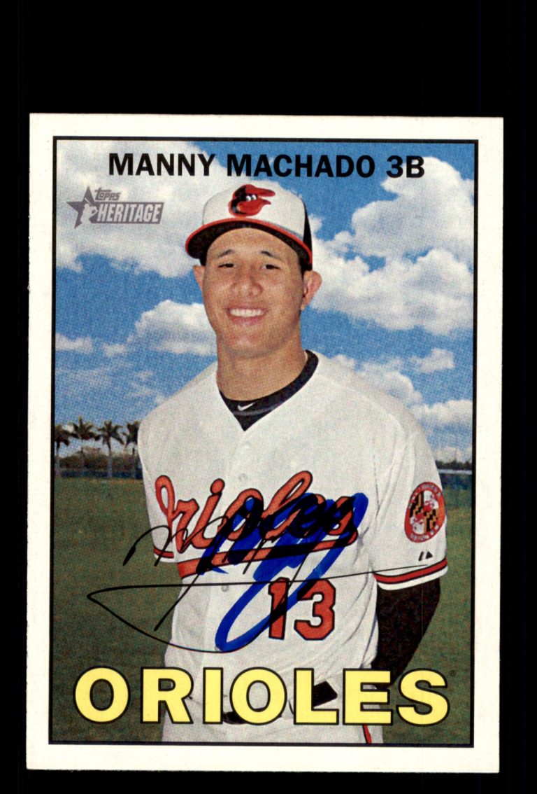 Signed Baseball Card Auto Manny Machado 2016 Topps Heritage #157 Orioles