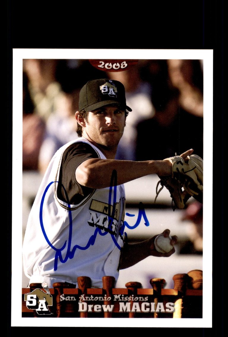 Signed Baseball Card Auto Drew Macias 2008 Grandstand San Antonio Missions