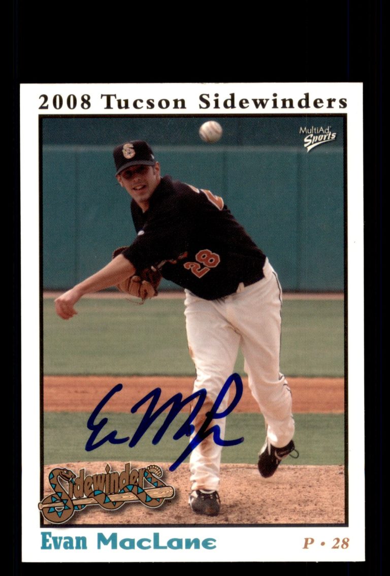 Signed Baseball Card Auto Evan MacLane 2008 MultiAd Tucson Sidewinders