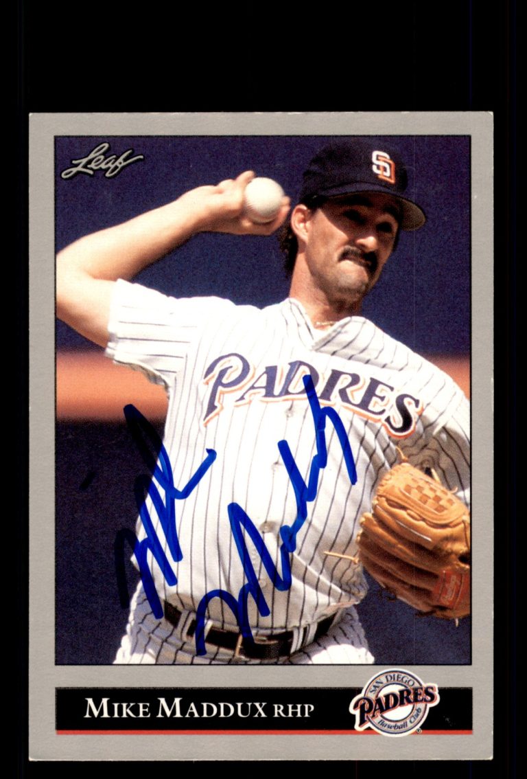 Signed Baseball Card Auto Mike Maddux 1992 Leaf #393 San Diego Padres