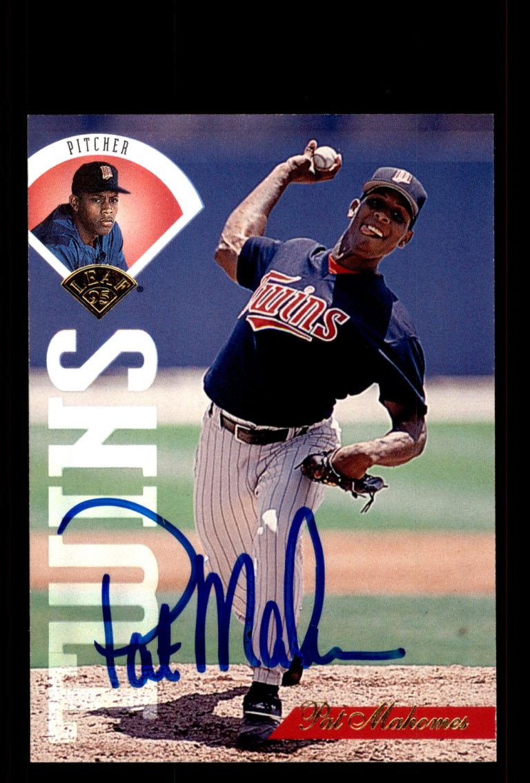 Signed Baseball Card Auto Pat Mahomes 1995 Leaf #366 Minnesota Twins