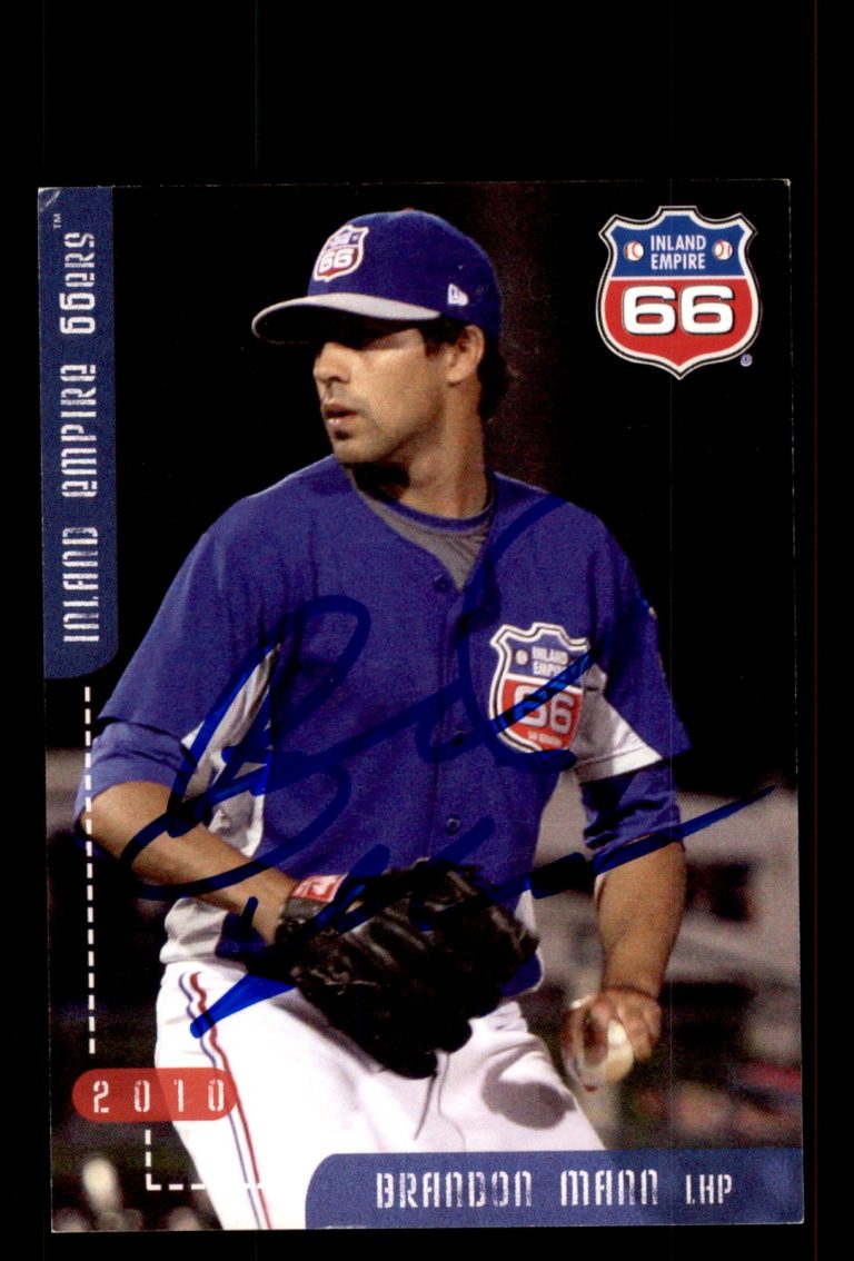 Signed Baseball Card Auto Brandon Mann 2010 Grandstand Inland Empire 66ers