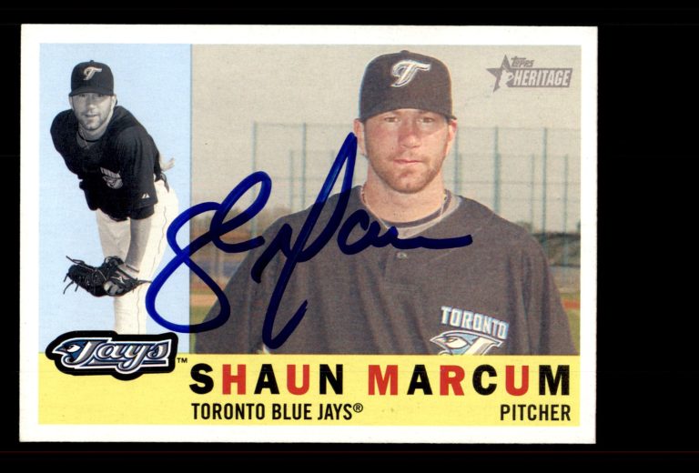 Signed Baseball Card Auto Shaun Marcum 2009 Topps Heritage #98 Toronto Blue Jays