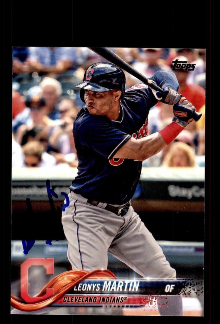 Signed Baseball Card Auto Leonys Martin 2018 Topps Update #US149 Indians