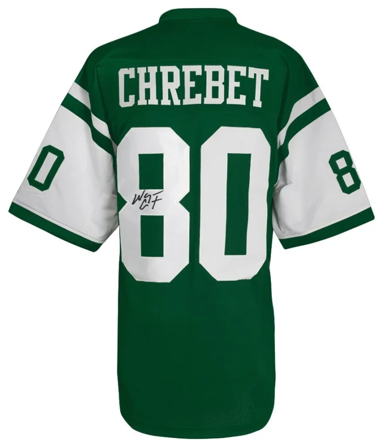 Wayne Chrebet Signed Light Green Custom Football Jersey - (SCHWARTZ COA)