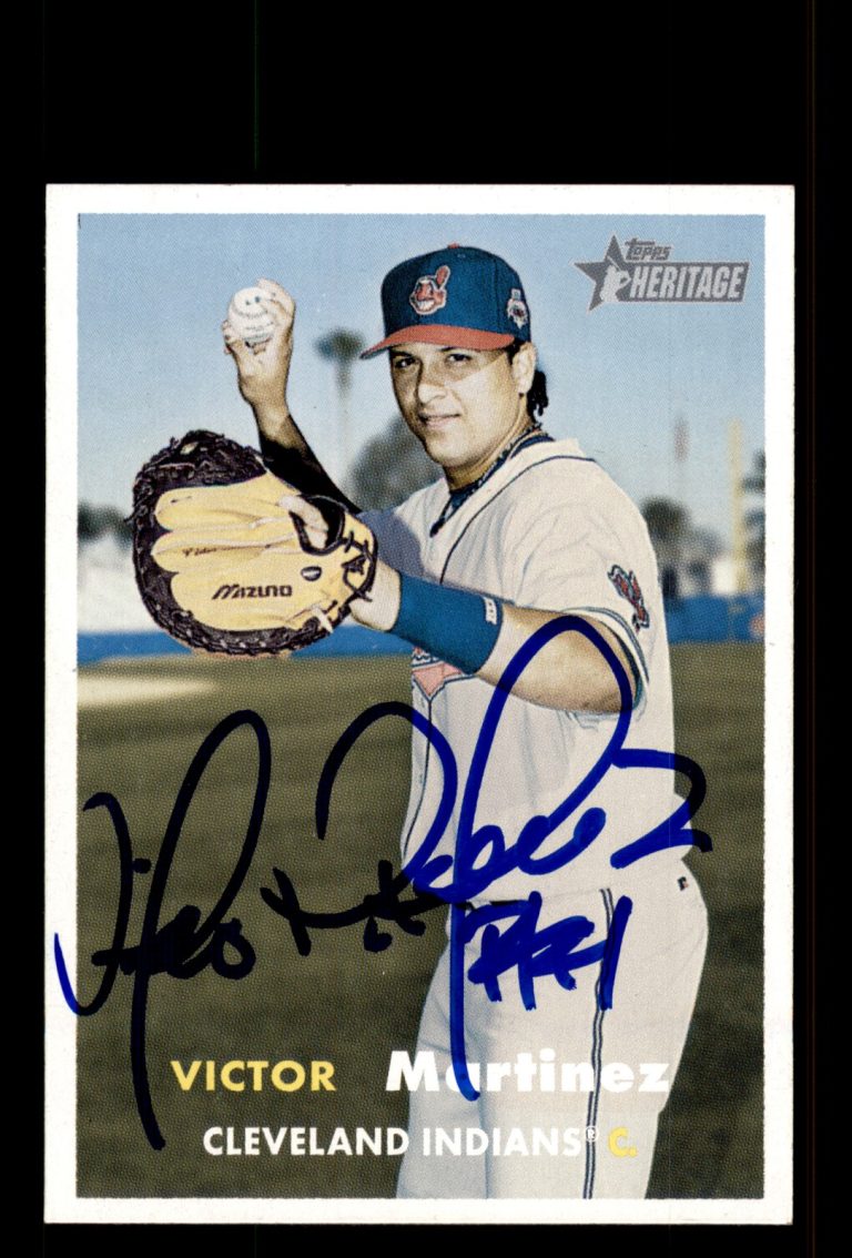 Signed Baseball Card Auto Victor Martinez 2006 Topps Heritage #148 Indians