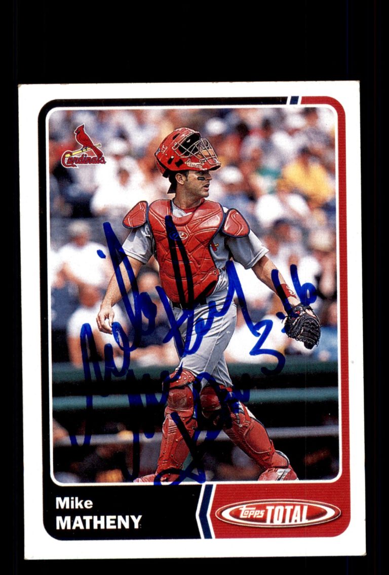 Signed Baseball Card Auto Mike Matheny 2003 Topps Total #329 St. Louis Cardinals