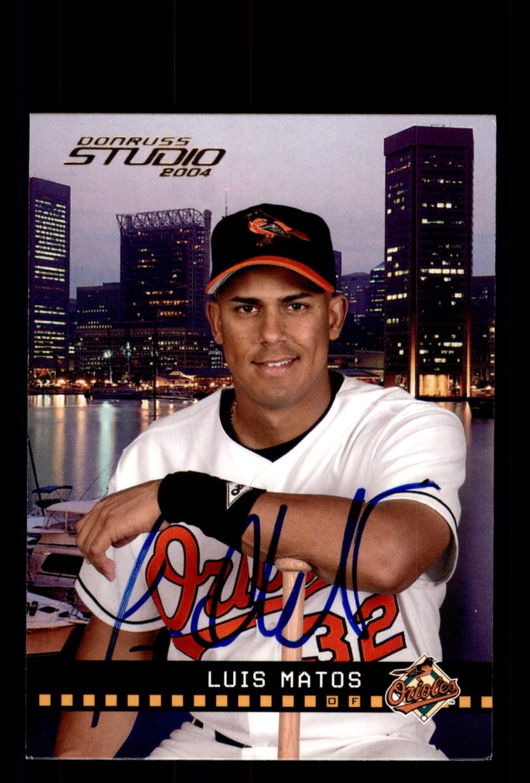 Signed Baseball Card Auto Luis Matos 2004 Donruss Studio #30 Baltimore Orioles
