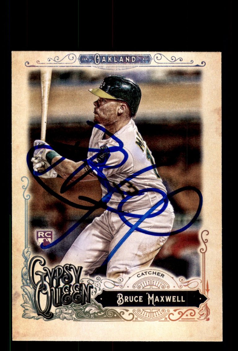 Signed Baseball Card Auto Bruce Maxwell 2017 Topps Gypsy Queen #215 A's