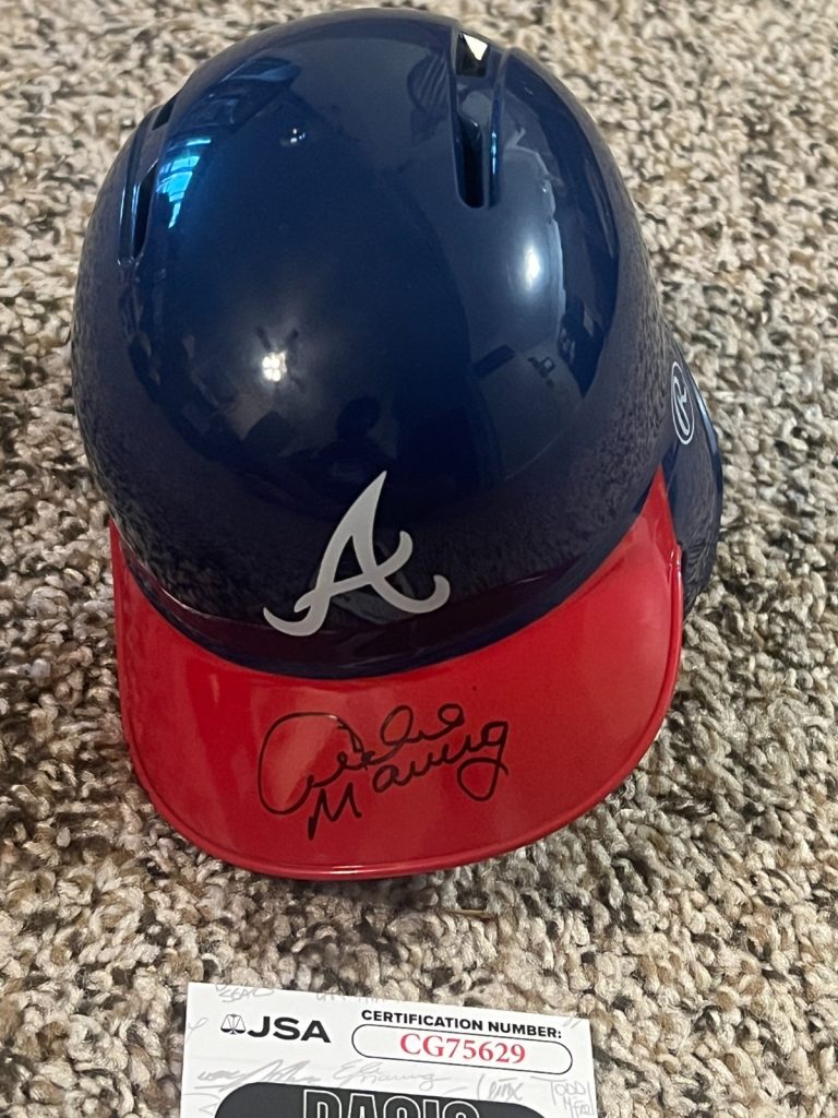 ARCHIE MANNING SIGNED MINI BASEBALL HELMET ATLANTA BRAVES DRAFT PICK JSA COA