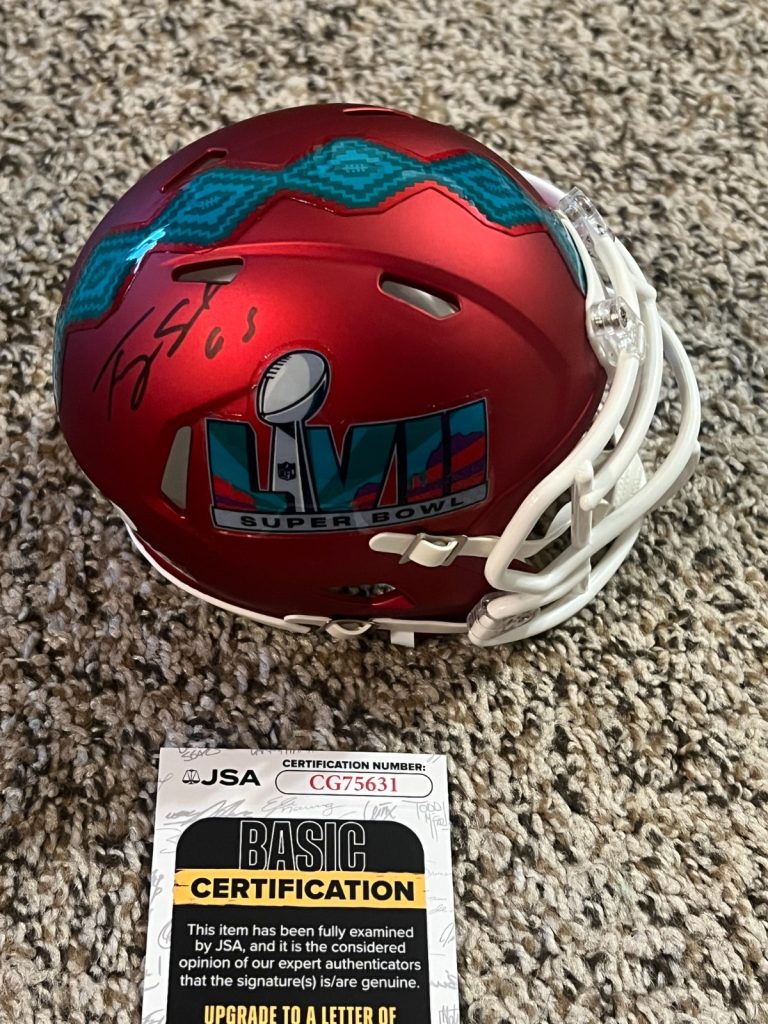 TREY SMITH SIGNED FOOTBALL MINI HELMET AUTO KANSAS CITY CHIEFS SB 57 JSA COA