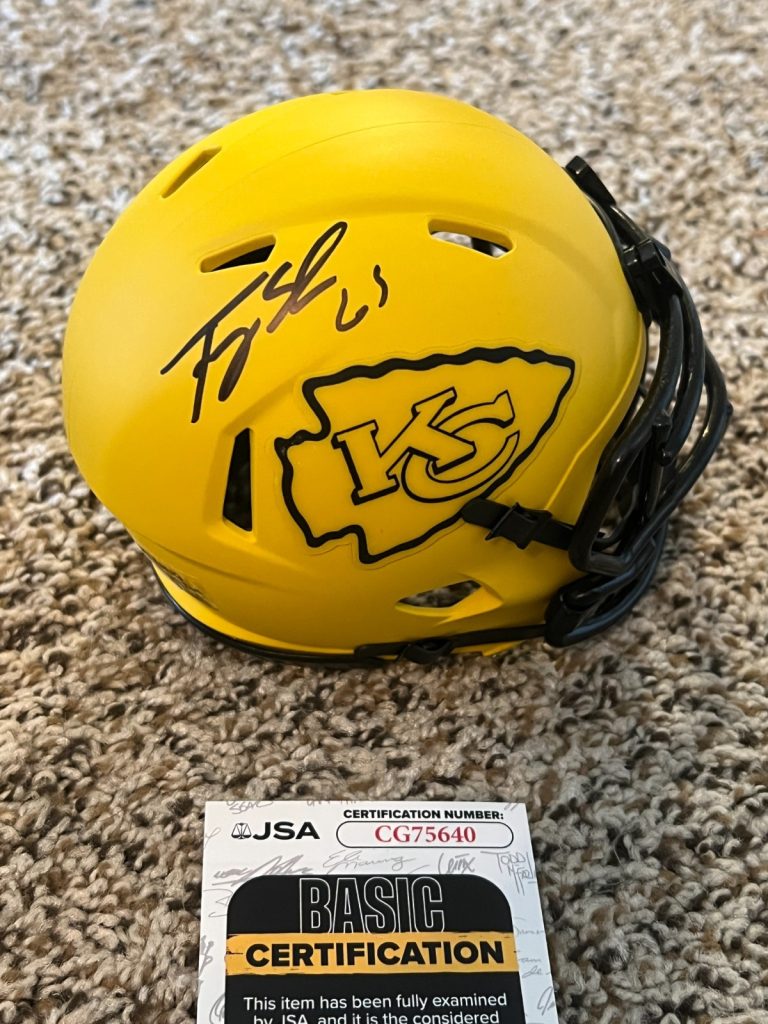 TREY SMITH SIGNED FOOTBALL MINI HELMET AUTO KANSAS CITY CHIEFS RAVE JSA COA