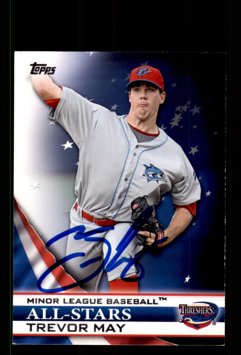 Signed Baseball Card Auto Trevor May 2012 Topps Pro Debut #AS-TM Threshers