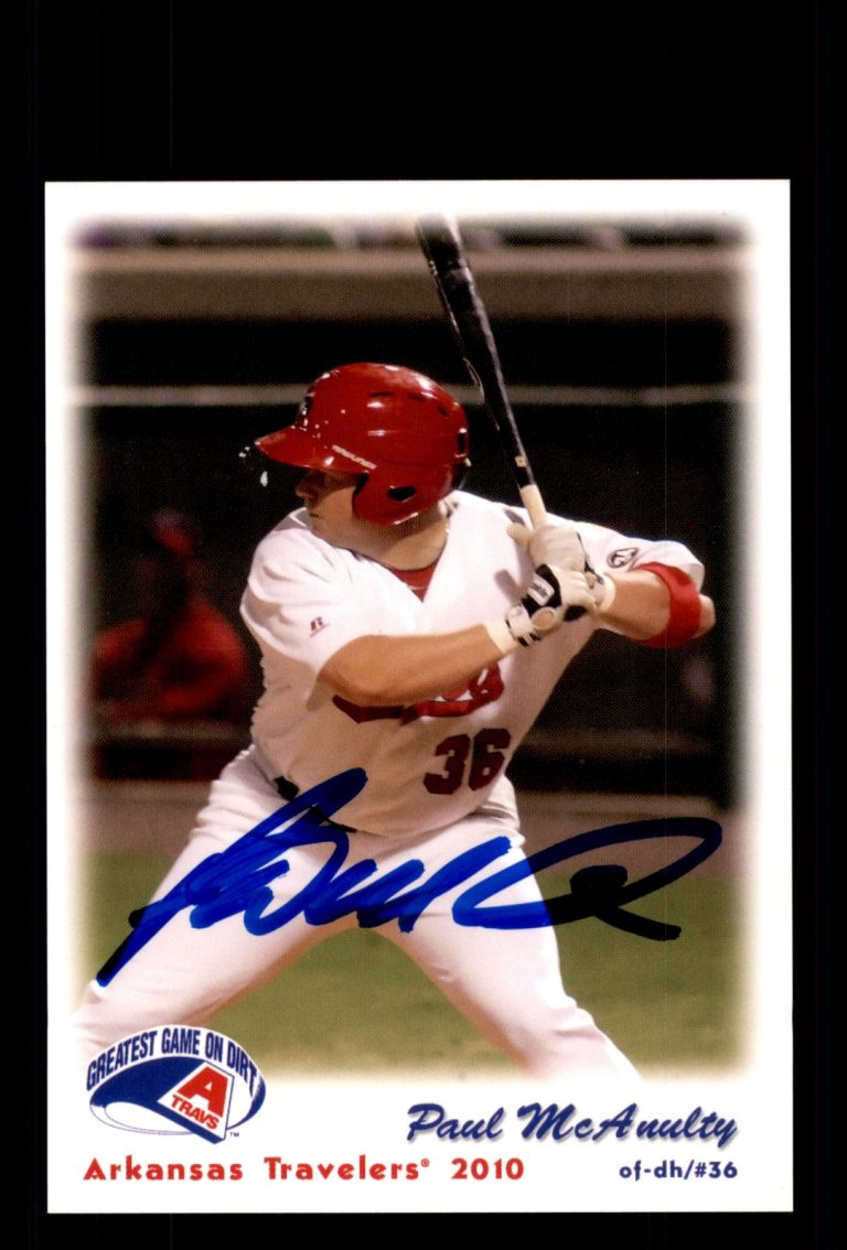 Signed Baseball Card Auto Paul McAnulty 2010 Grandstand Arkansas Travelers