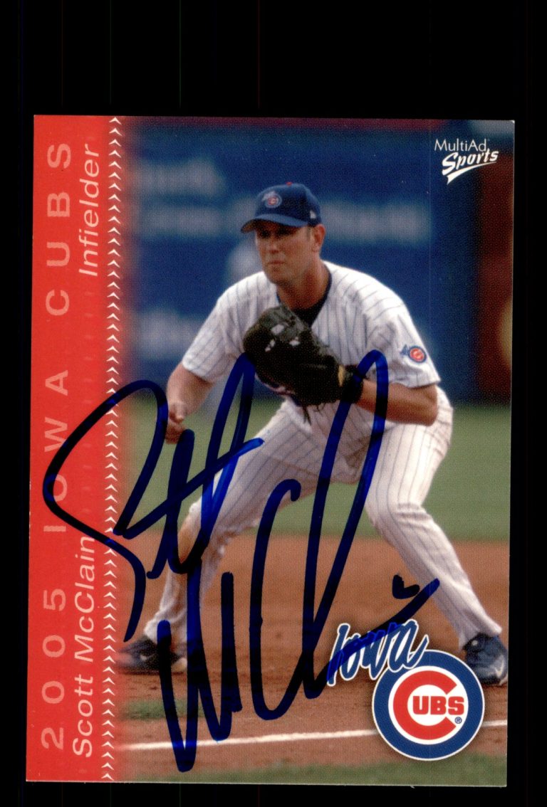 Signed Baseball Card Auto Scott McClain 2005 MultiAd Iowa Cubs