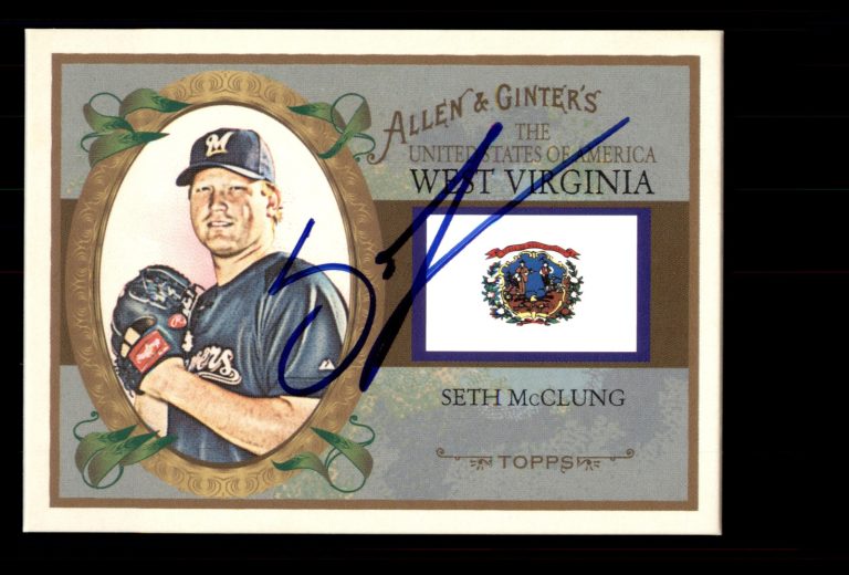 Signed Baseball Card Auto Seth McClung 2008 Topps Allen & Ginter #US48 Brewers
