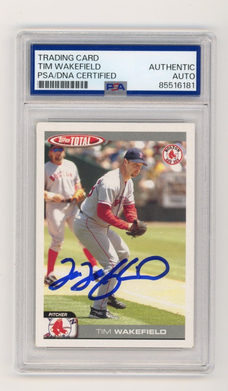 TIM WAKEFIELD SIGNED BASEBALL CARD AUTO 2004 TOPPS TOTAL BOSTON RED SOX PSA/DNA