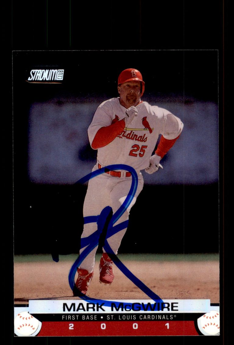 Signed Baseball Card Auto Mark McGwire 2001 Stadium Club #100 Cardinals