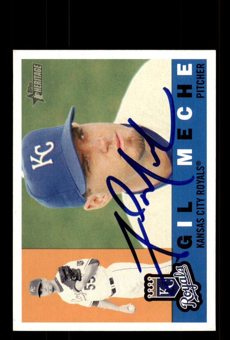 Signed Baseball Card Auto Gil Meche 2009 Topps Heritage #8 Kansas City Royals
