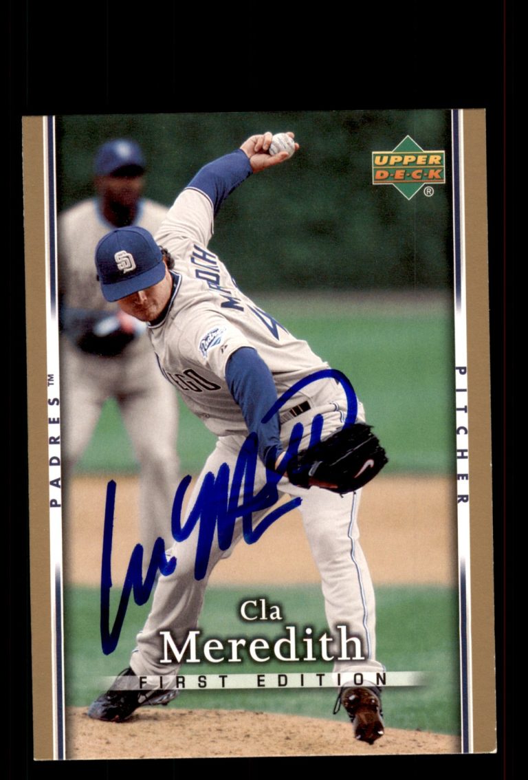 Signed Baseball Card Auto Cla Meredith 2007 Upper Deck First Edition #275 Padres