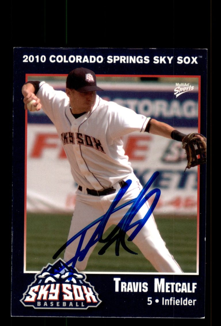 Signed Baseball Card Auto Travis Metcalf 2010 MultiAd Colorado Springs Sky Sox