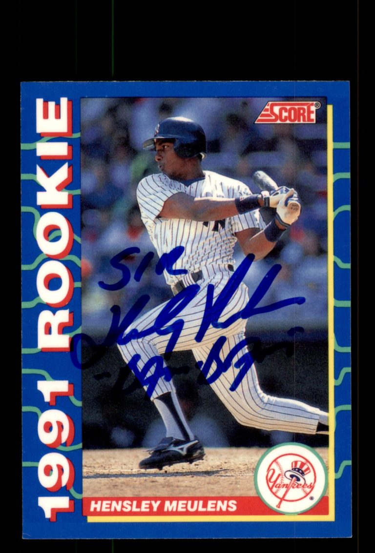 Signed Baseball Card Auto Hensley Meulens 1991 Score Rookies #39 Yankees