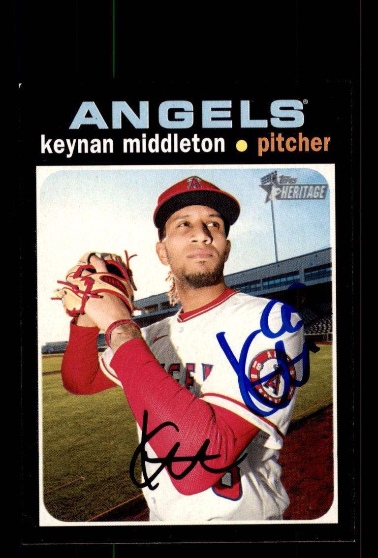 Signed Baseball Card Auto Keynan Middleton 2020 Topps Heritage #658 Angels