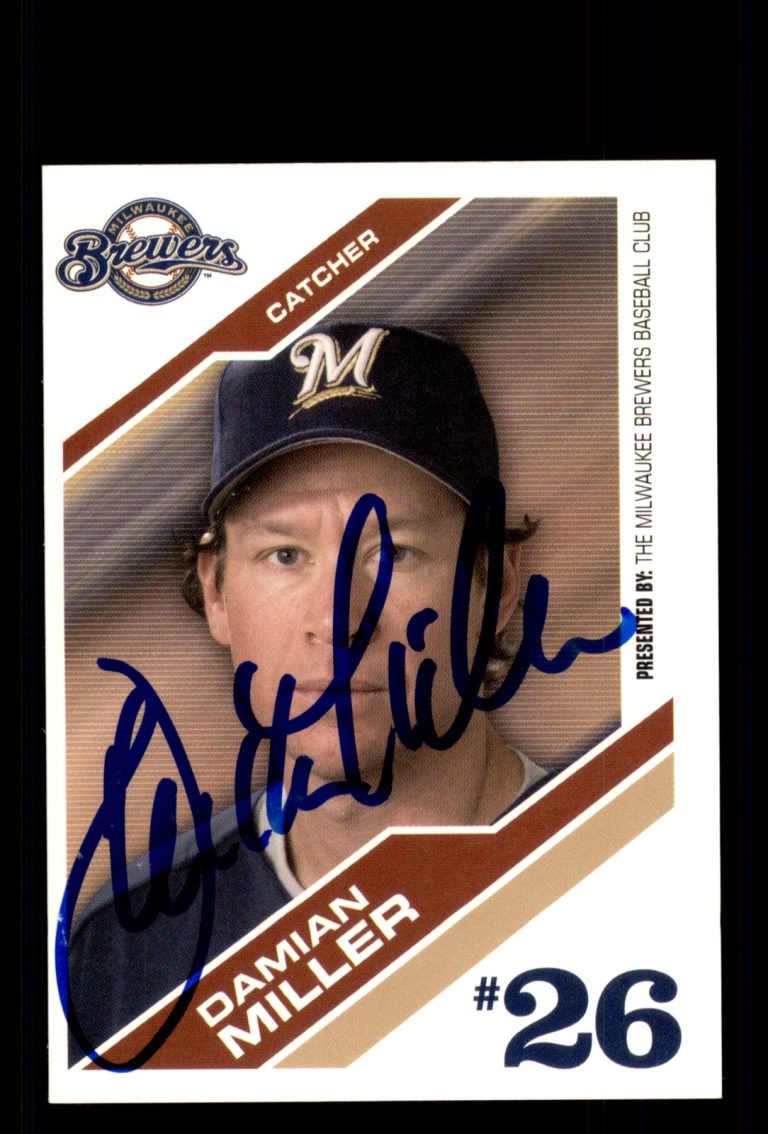 Signed Baseball Card Auto Damian Miller 2006 Milwaukee Brewers Police