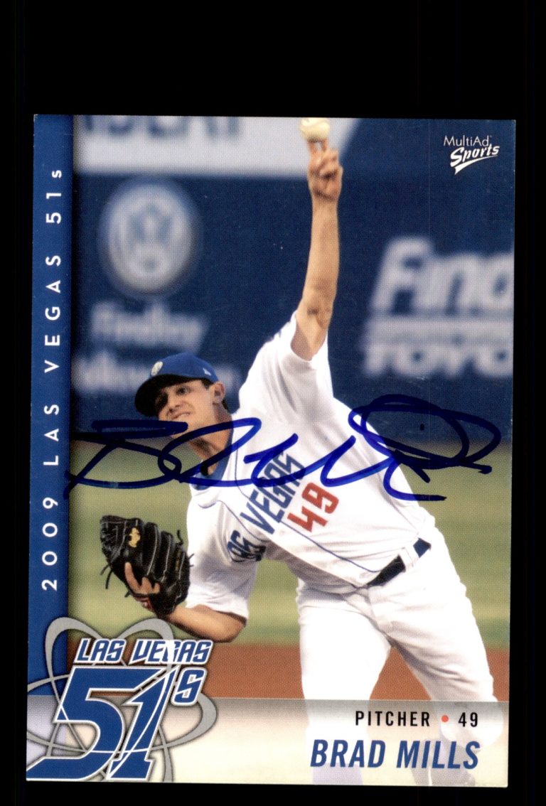 Signed Baseball Card Auto Brad Mills 2009 MultiAd Las Vegas 51s