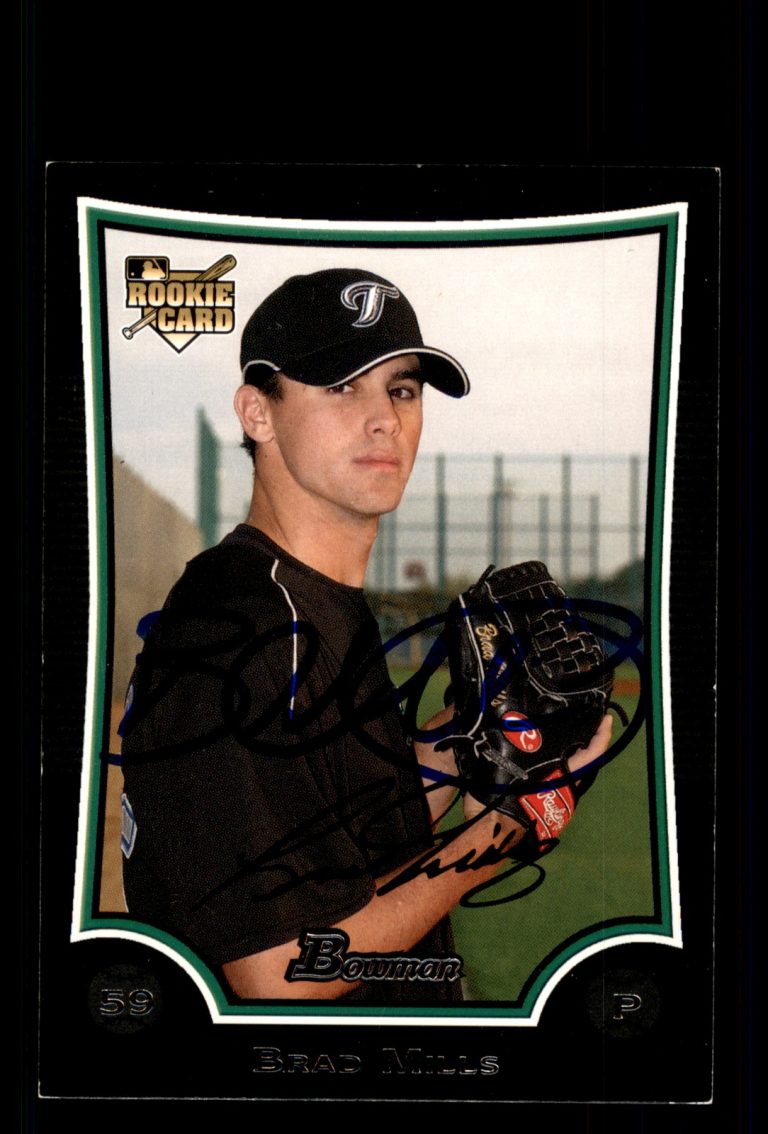 Signed Baseball Card Auto Brad Mills 2009 Bowman #BDP31 Blue Jays