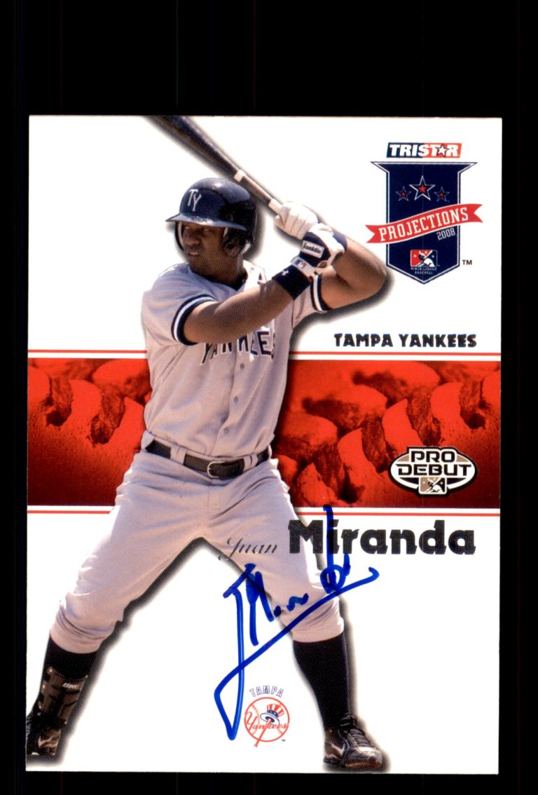 Signed Baseball Card Auto Juan Miranda 2008 TriStar PROjections #133 Yankees