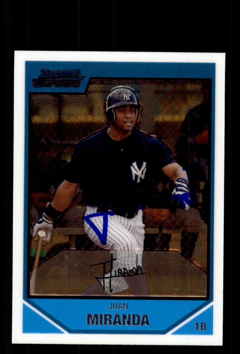 Signed Baseball Card Auto Juan Miranda 2007 Bowman Chrome #BC150 Yankees