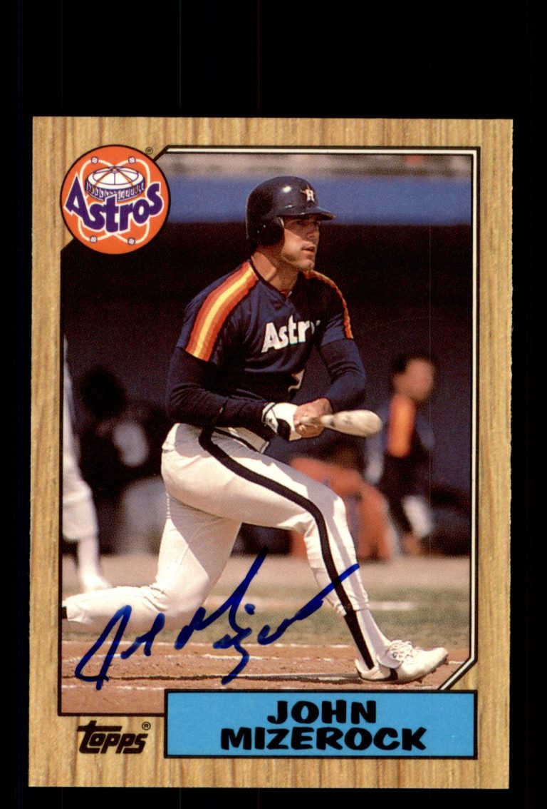 Signed Baseball Card Auto John Mizerock 1987 Topps #408 Astros Tiffany