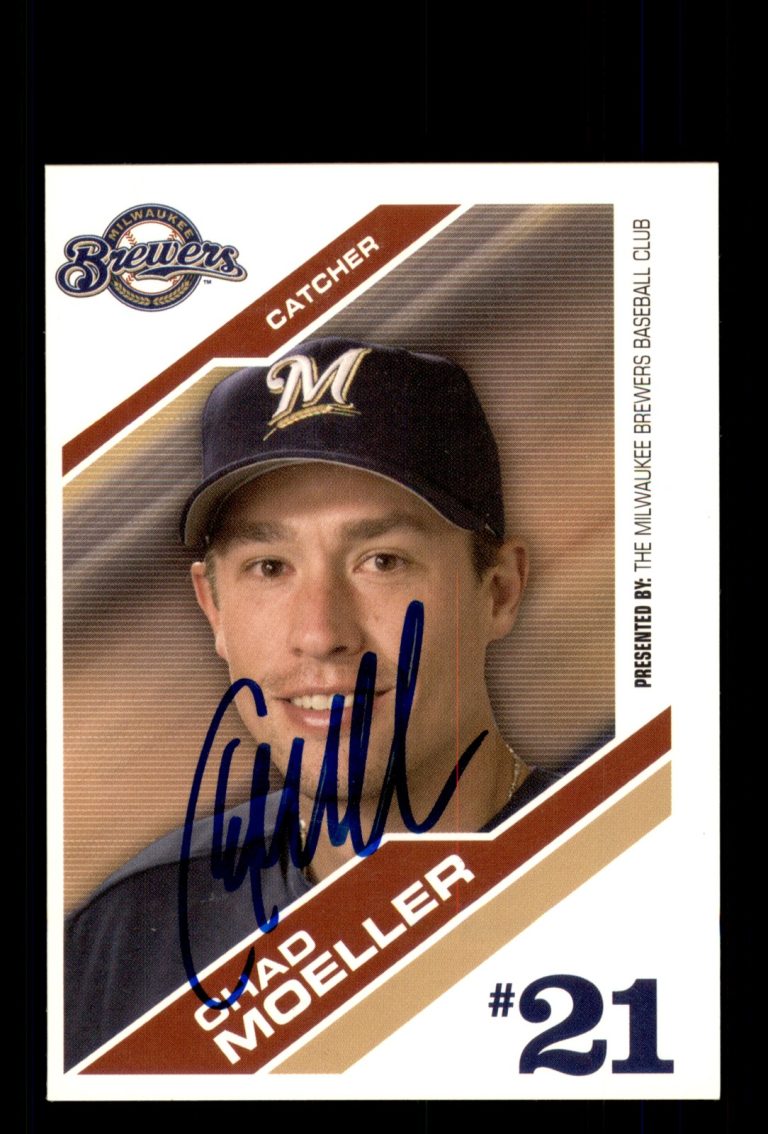Signed Baseball Card Auto Chad Moeller 2006 Milwaukee Brewers Police