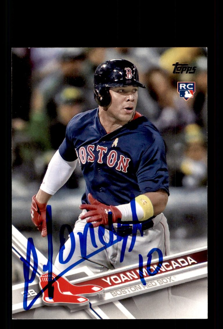 Signed Baseball Card Auto Yoan Moncada 2017 Topps #210 Boston Red Sox
