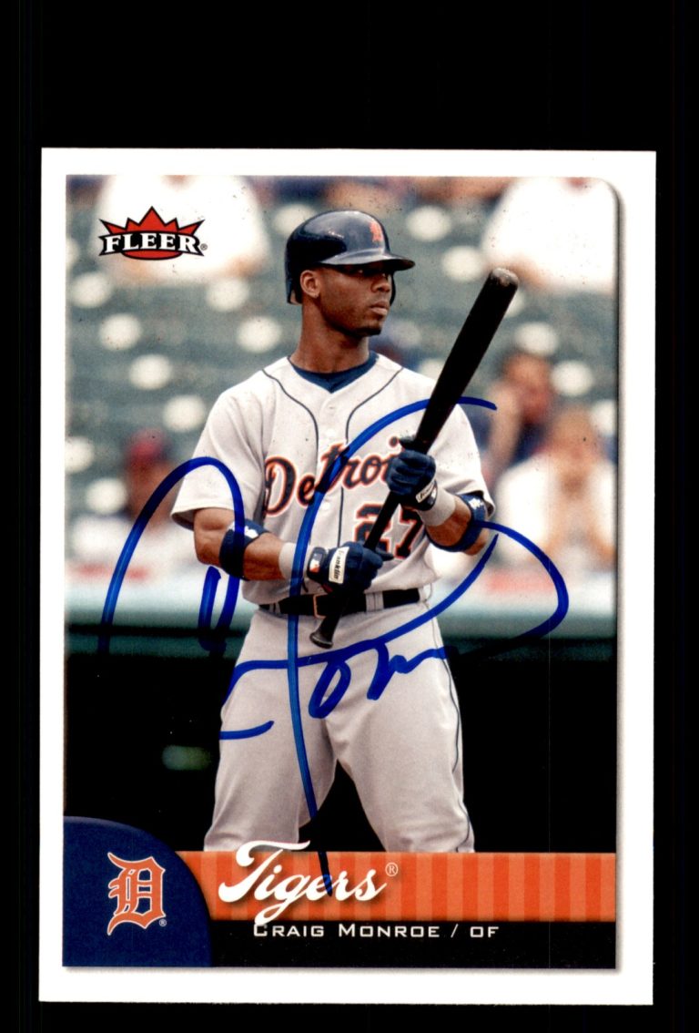 Signed Baseball Card Auto Craig Monroe 2007 Fleer #222 Detroit Tigers