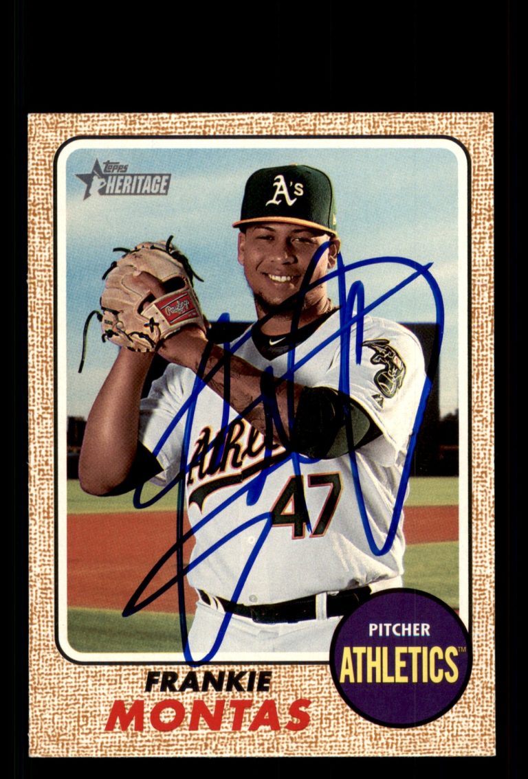 Signed Baseball Card Auto Frankie Montas 2017 Topps Heritage #545 Oakland A's