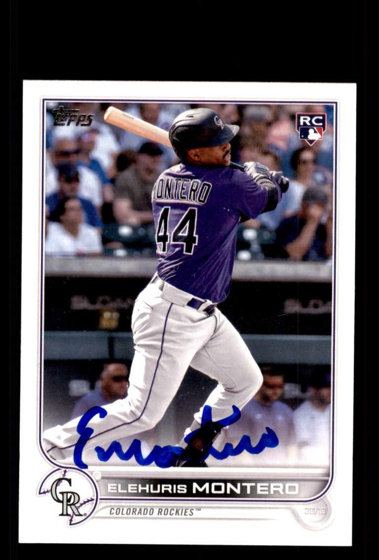 Signed Baseball Card Auto Elehuris Montero 2022 Topps #US110 Rockies