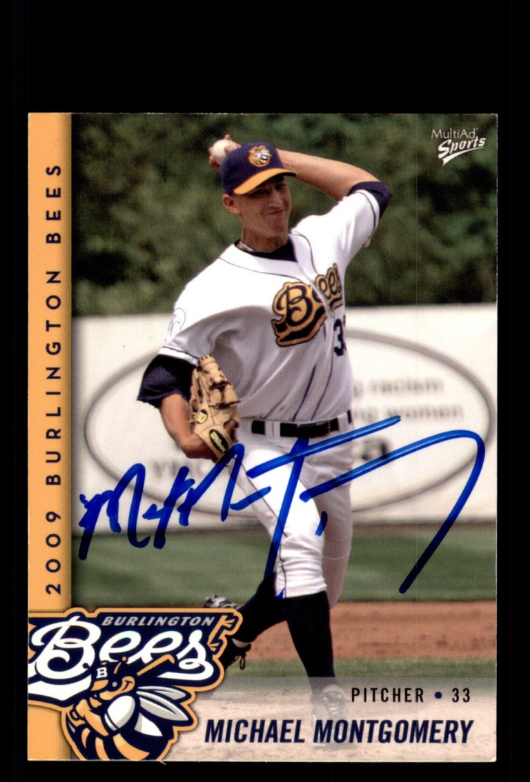 Signed Baseball Card Auto Michael Montgomery 2009 MultiAd Burlington Bees