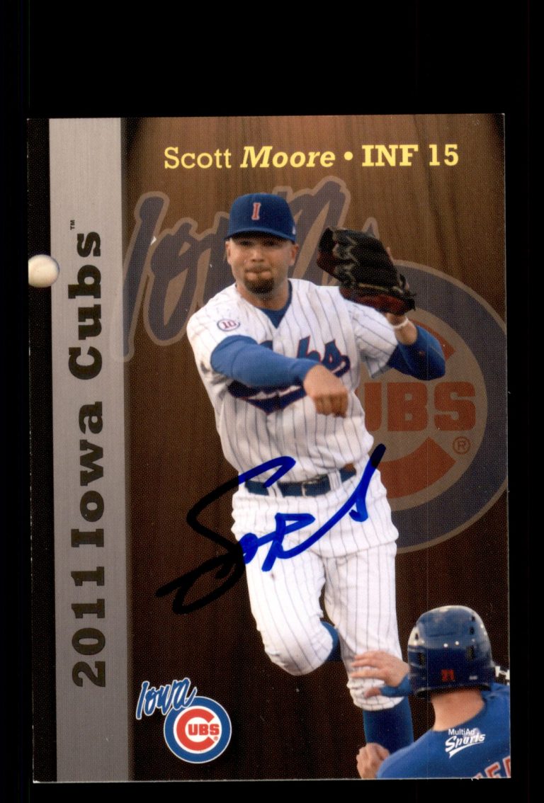 Signed Baseball Card Auto Scott Moore 2011 MultiAd Iowa Cubs