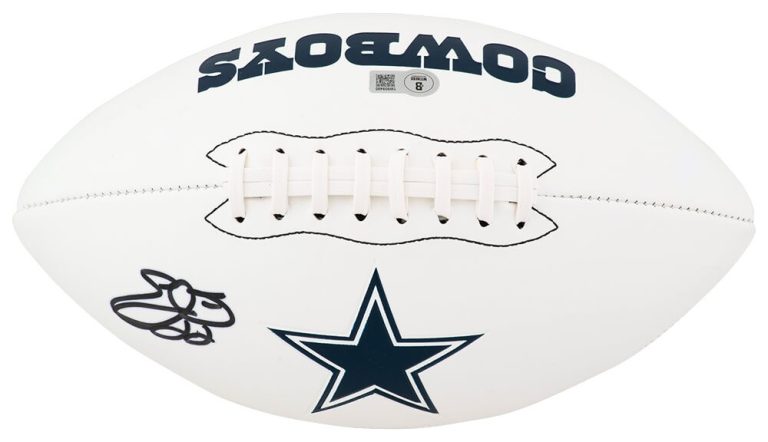 Emmitt Smith Signed Dallas Cowboys Franklin White Logo Football - (BECKETT COA)
