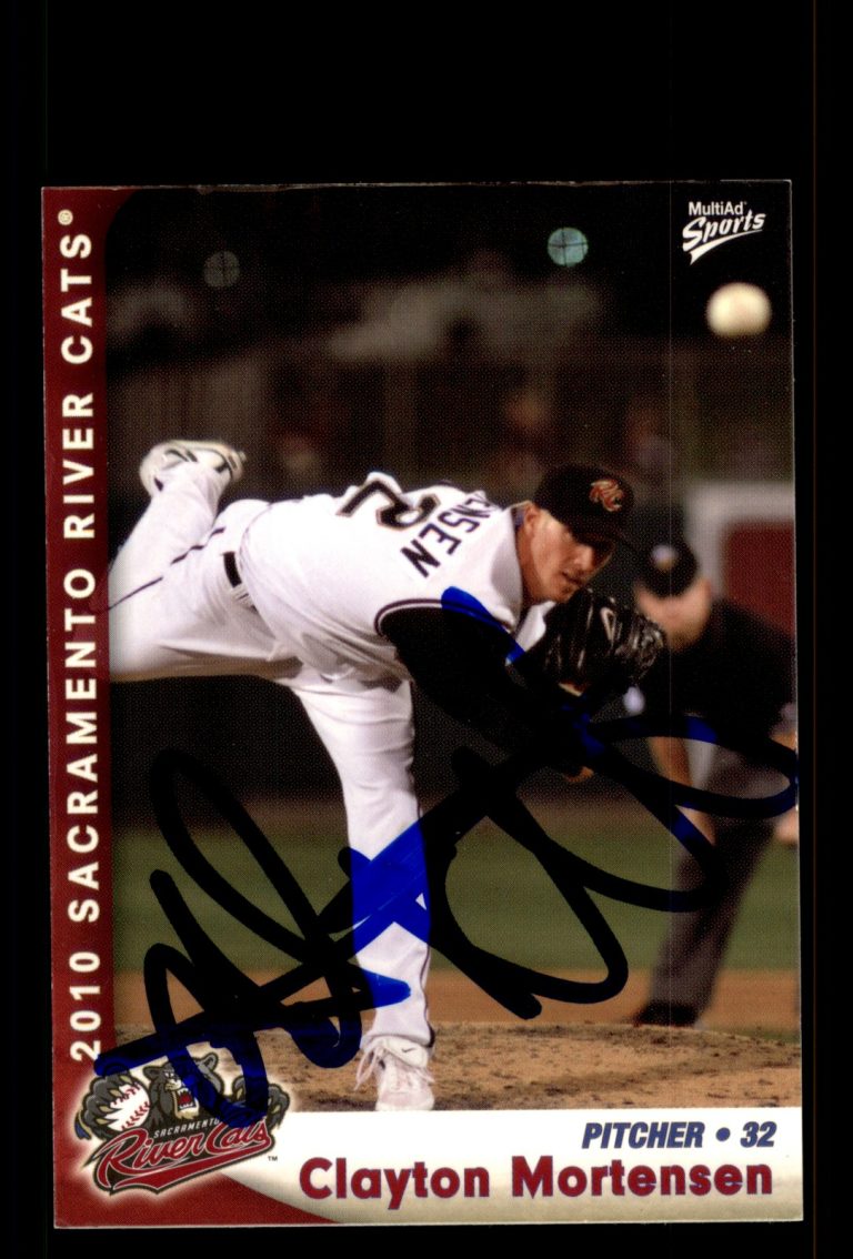 Signed Baseball Card Auto Clayton Mortensen 2010 MultiAd Sacramento River Cats