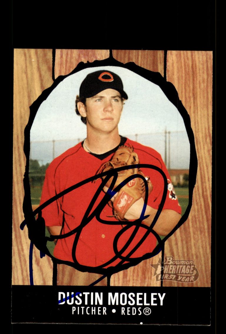 Signed Baseball Card Auto Dustin Moseley 2003 Bowman Heritage #198 Reds