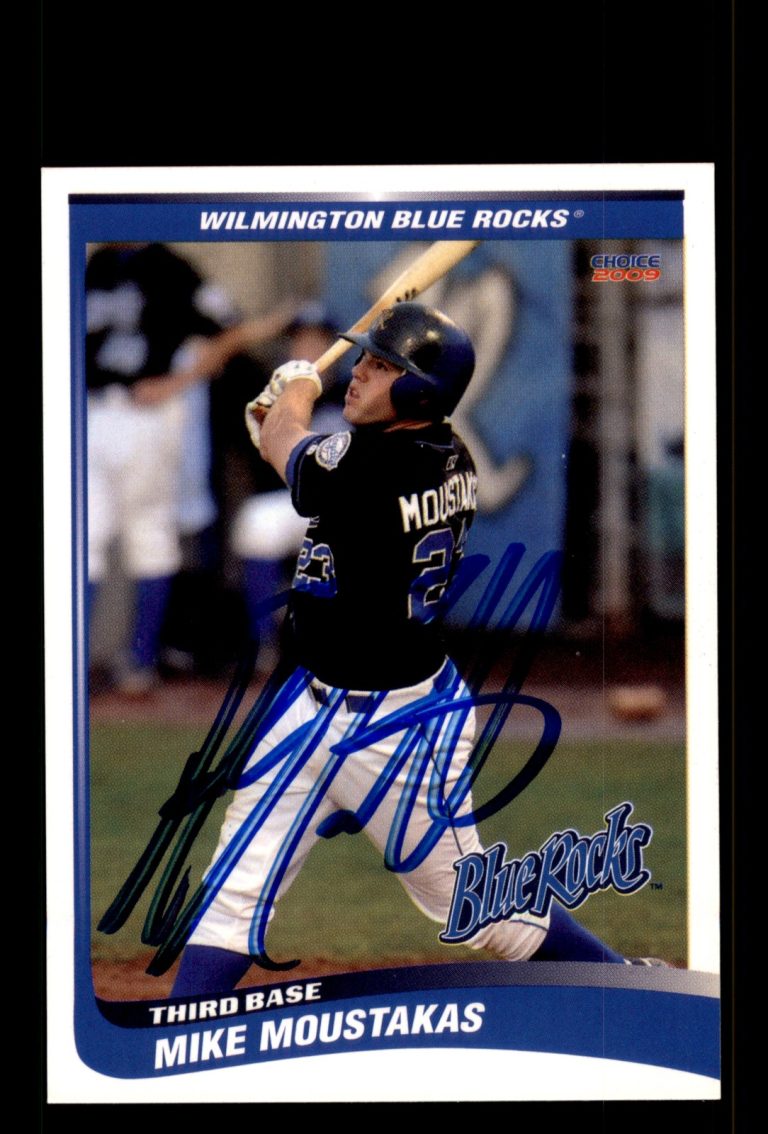 Signed Baseball Card Auto Mike Moustakas 2009 Choice Wilmington Blue Rocks