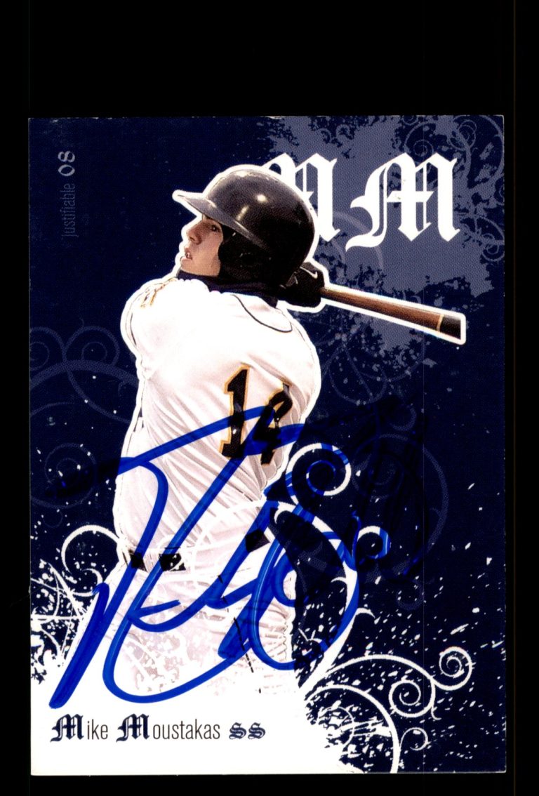 Signed Baseball Card Auto Mike Moustakas 2008 Justifiable #JF-34 Royals