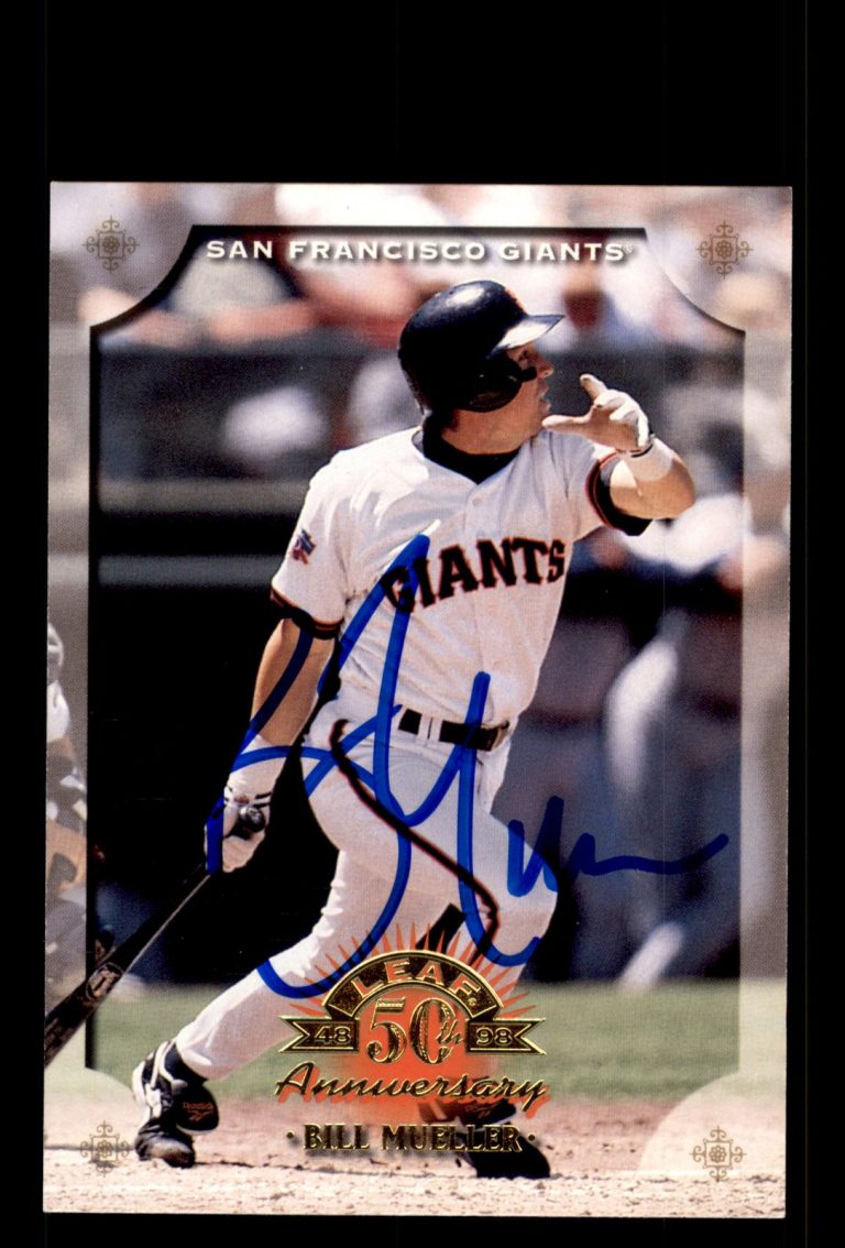 Signed Baseball Card Auto Bill Mueller 1998 Leaf #83 San Francisco Giants